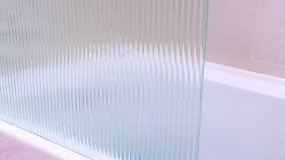 Serenity-S 33 x 58 Bathtub Screen Reeded Glass Shower Panel For Bathtub,Brushed Gold Finish