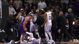 Egor Dёmin pushes Dillon Brooks late in the 4th quarter, ignites a scuffle and simply walks away Update