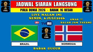 Live World Cup Match Schedule Tonight - BRAZIL vs NORWAY - 2026 World Cup Round of 16