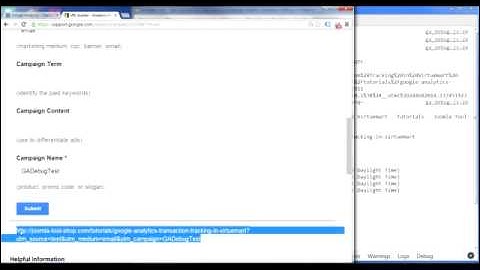 GA Debug to test URL Tagging