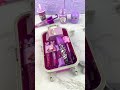 Packing mini suitcase with purple lip balm satisfying asmr asmr 