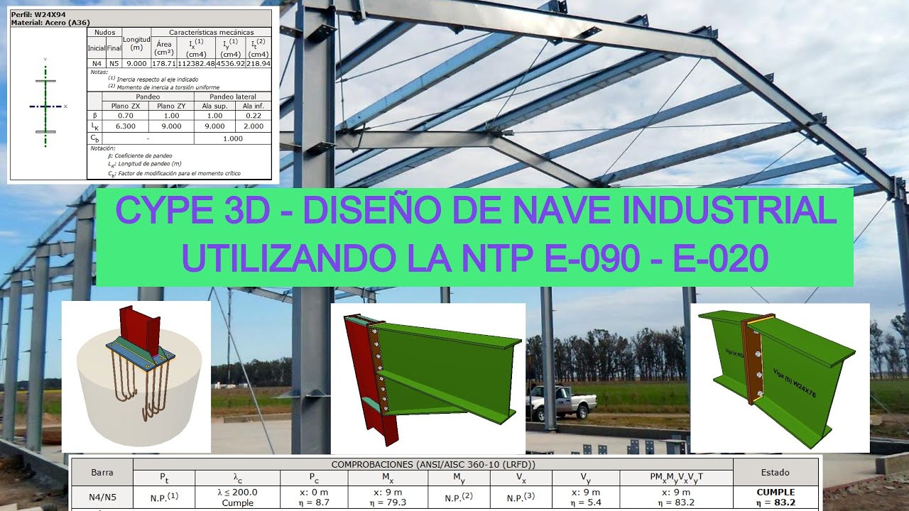 CYPE 3D - DISEÑO DE NAVE INDUSTRIAL UTILIZANDO LA NTP E-020 Y E-090