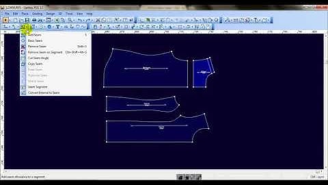 Optitex PDS Basic Seam tool, Use the Set Basic Seam command to add a simple seam on all the selected