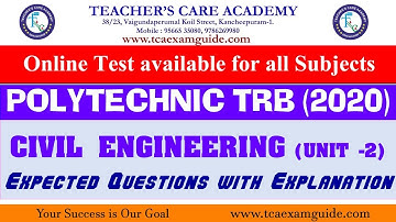 Polytechnic TRB 2020, Civil Engineering, Unit 2, Expected questions with Explanation