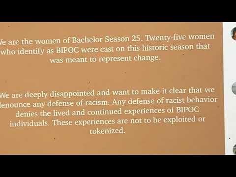 A Statement Denouncing Racism By The Women Of Bachelor Season 25 2021