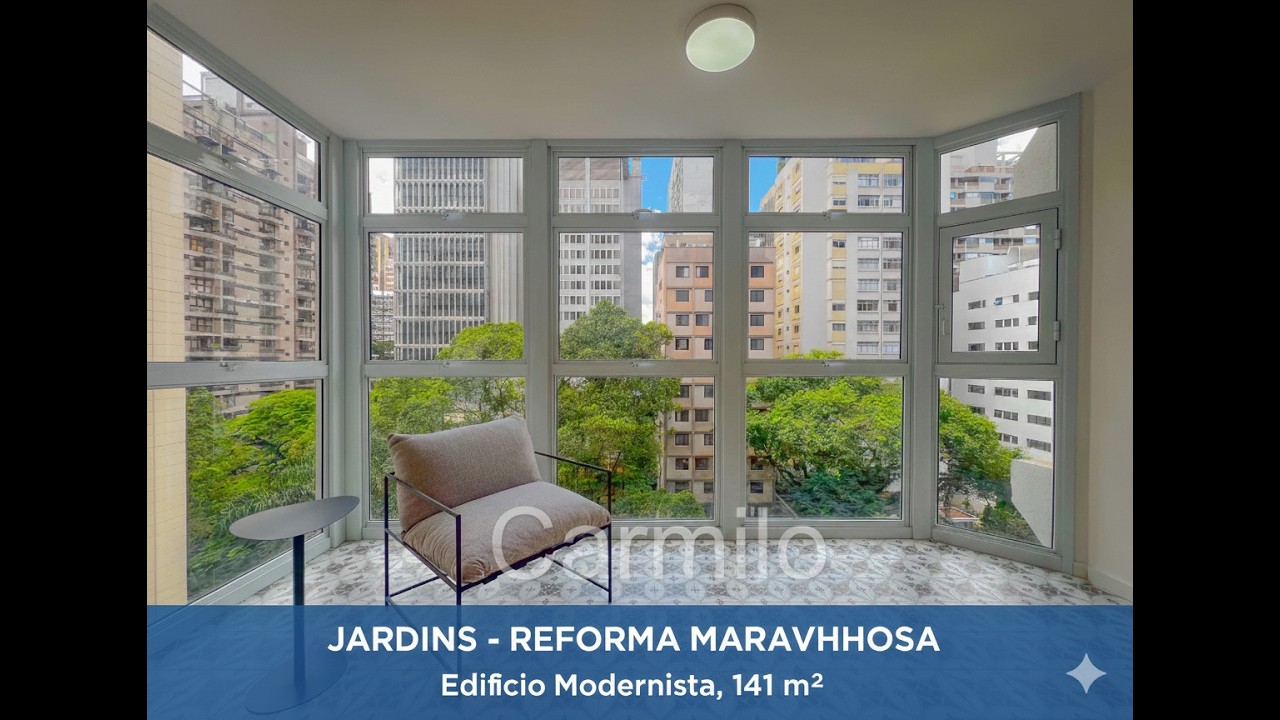JARDINS - IMPECÁVEL! REFORMA CHEIA DE DETALHES  141 m² em edifício modernista no melhor da R Jau.