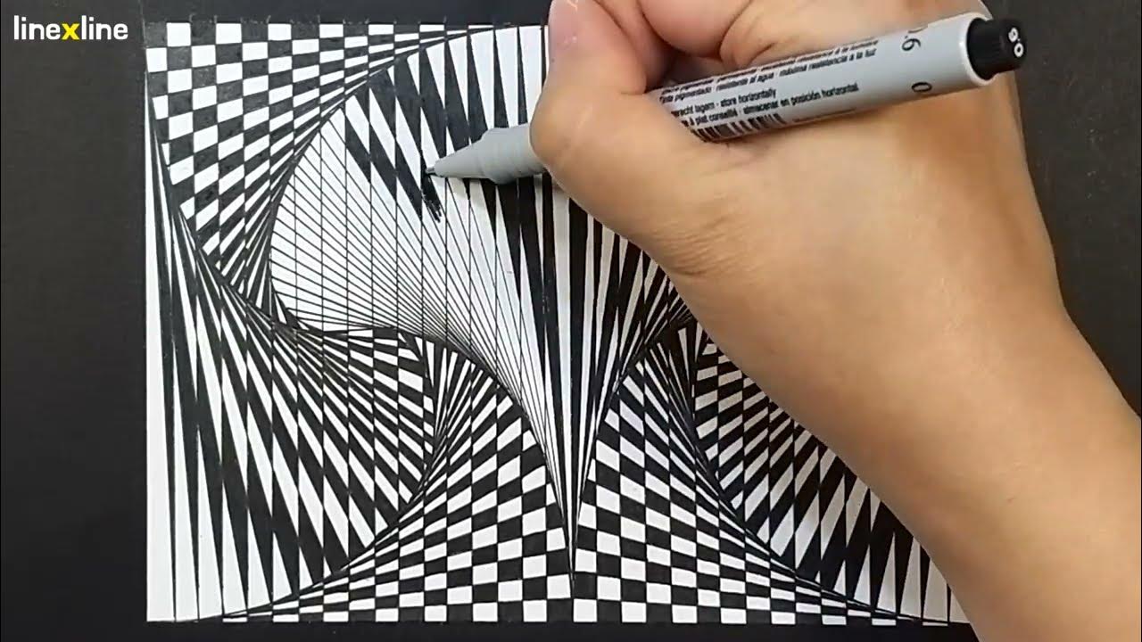 OP ART, How to draw optical illusion art , Geometric art - 124 - YouTube