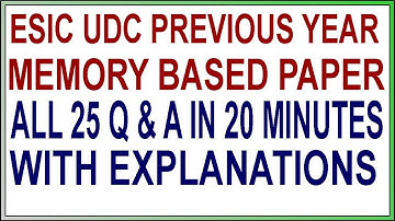 ESIC UDC Memory Based Quant Paper 2022 | ESIU UDC Previous Year Quant Paper | ESIC UDC 2022