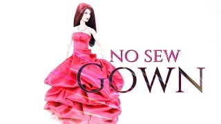 DIY - How to Make: Doll No Sew Gown - Handmade - Crafts - PROM DRESS - 4K