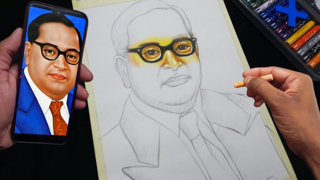 Dr Br Ambedkar Drawing with Oil Pastel | Step by Step - YouTube