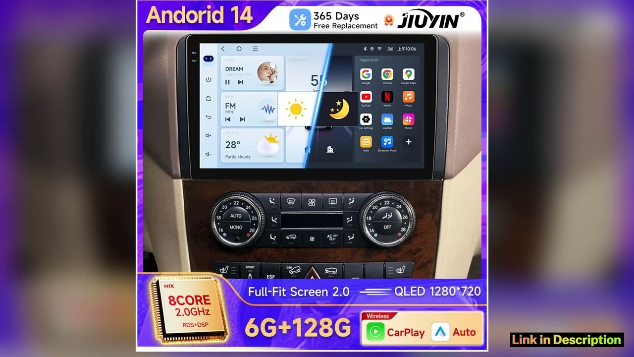 Android 14 Carplay 2 Din Stereo Car Radio For MercedesBenz MClass W164 GLClass X164 ML GL ML350