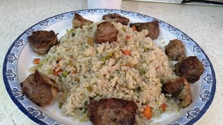 احلى طبق أرز بالخضار واللحمه ممكن تعمليه والطعم جميل