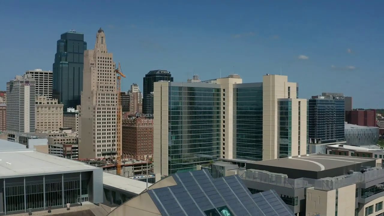 Kauffman and Loews Hotel - Aerial Photography of Downtown Kansas City From Thirdrail