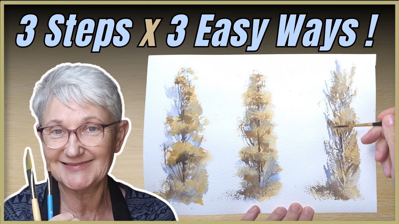 Акварель | Создаём АТМОСФЕРНЫЕ ТОПОЛЯ, как на фото