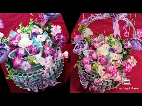 how to make money basket#money gift idea#currency decoration - YouTube