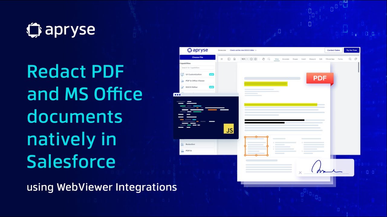 Redact PDF and MS Office documents natively in Salesforce using WebViewer Integrations