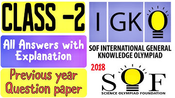 IGKO Class 2 Previous Year Solved Paper | SOF GK Olympiad Exam | SOF IGKO Grade 2 Question Paper
