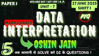 DATA INTERPRETATION 🔥 27 June 2025 Shift 1 NTA UGC NET JRF SET ASSISTANT Professor Exam (OSHIN JAIN)