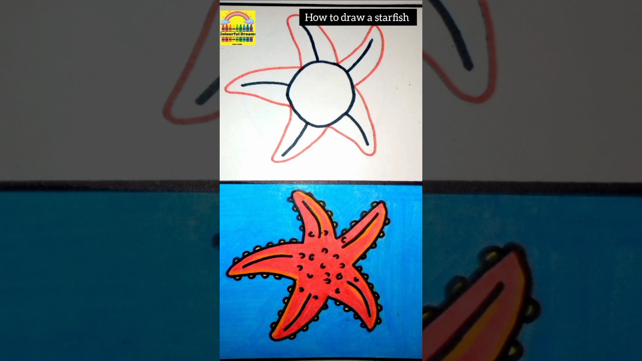 Starfish || Easy Starfish drawing for kids ✨