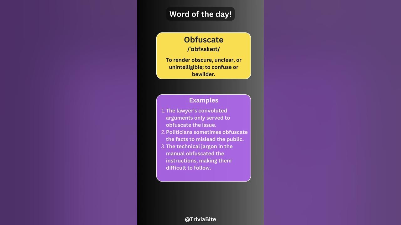 Word of the day obfuscate english vocab triviabite vocabulary
