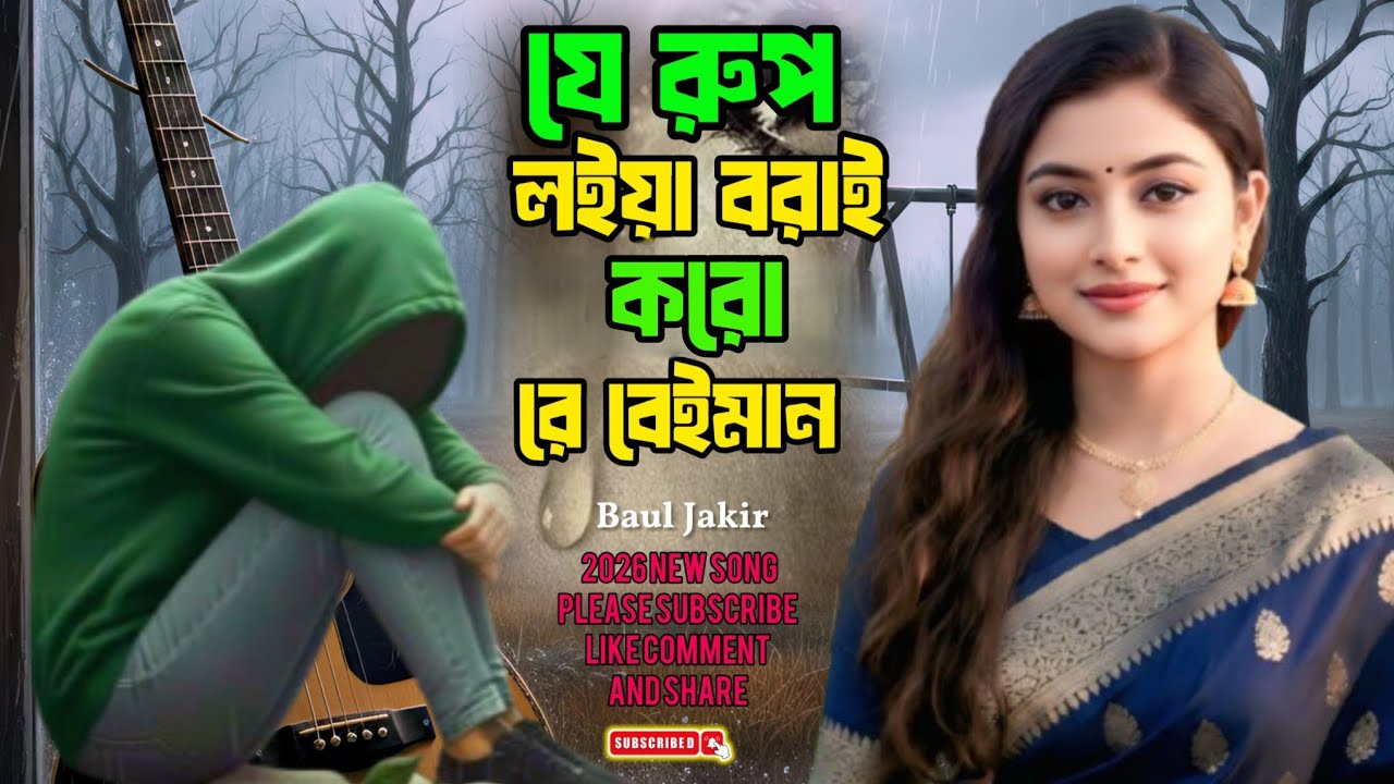 😥যে রূপ লইয়া বড়াই করো রে বেইমান 🔥বাউল জাকির, Je rup loiya borai🌹 koro re beiman baul jakir. 😥