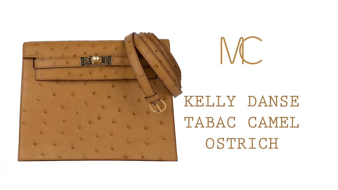 Hermes Kelly Danse Bag Tabac Camel Ostrich Gold Hardware New w/ Box –  Mightychic