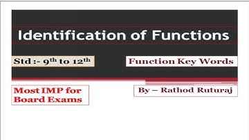 #Function | Identification Of Functions | Part - 1 English Grammar || Key Words | For Std 9 to 12 |