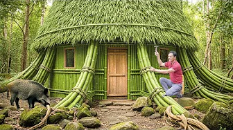 Building a Bamboo Shelter Under a Large Tree  - To Keep Out Wild Animals