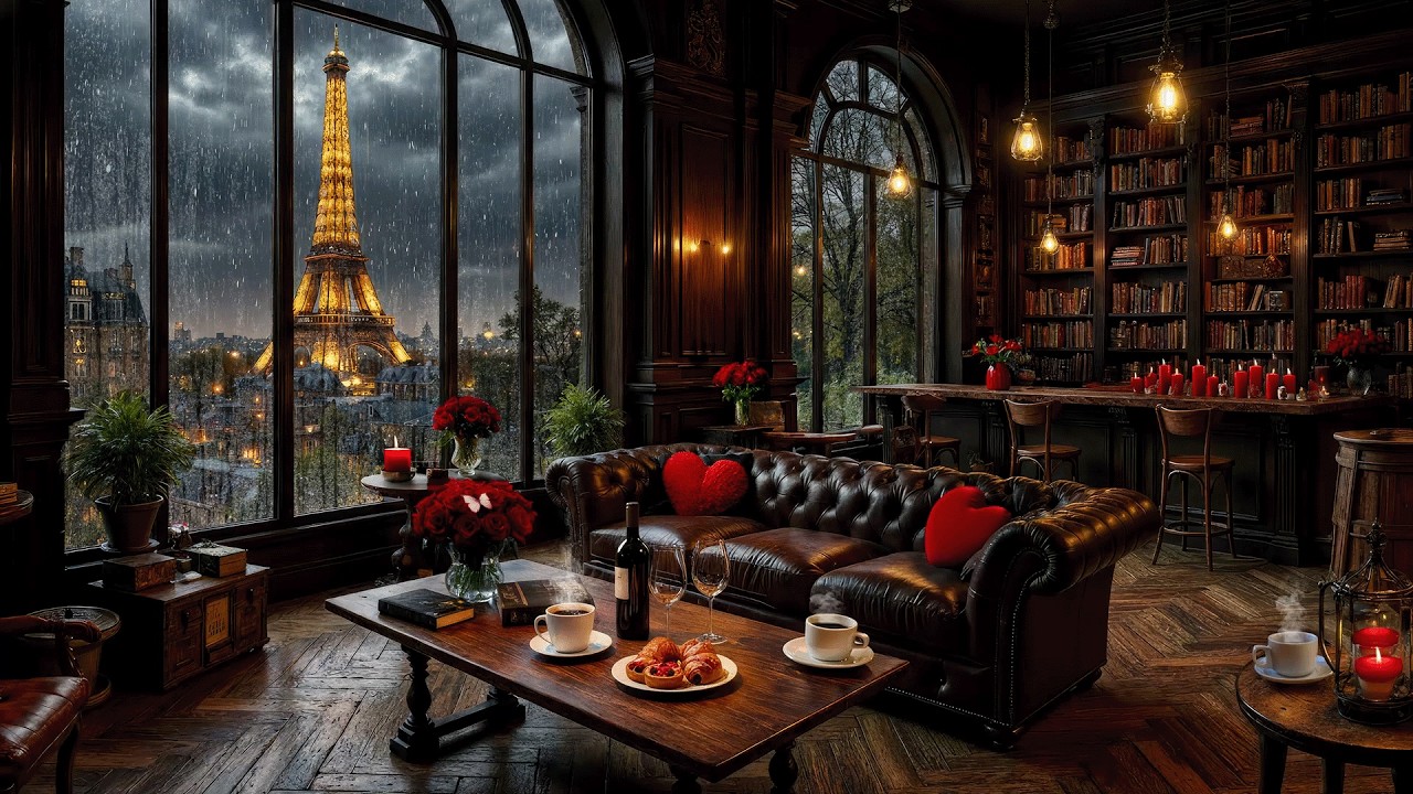 Rainy Paris Coffee Shop ☕ Smooth Piano Jazz for Calm and Relaxing Moments
