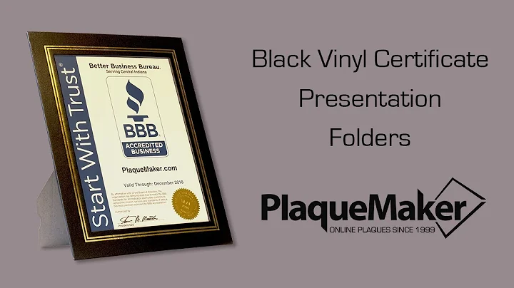 Black Vinyl Certificate Presentation Folders - PlaqueMaker.com