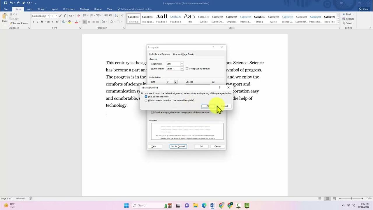 How to indent the first line of every paragraph 0 5 inches in word