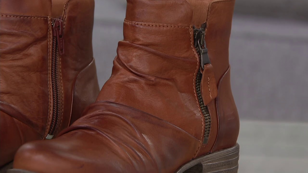 Miz Mooz Ruched Leather Ankle Boots 