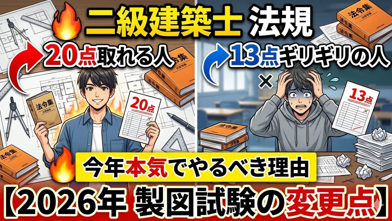 二級建築士の法規、20点取れる人と13点ギリギリの人の違い。しかも今年