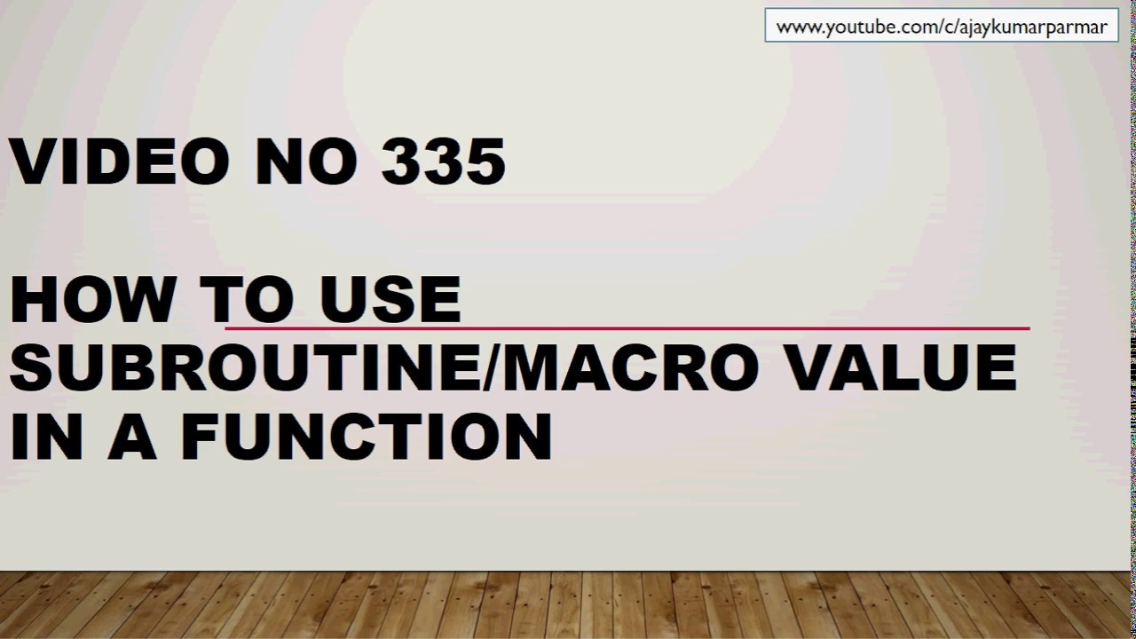 Learn Excel - Video 335- VBA -How to Call Function from a Macro ...