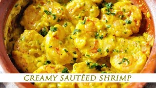 Sautéed Shrimp in Creamy Saffron Sauce