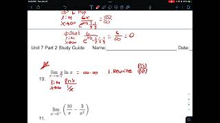Ap Calculus Bc Unit 7 Study Guide Integration by Parts, L’Hopital’s Rule, Improper Integrals