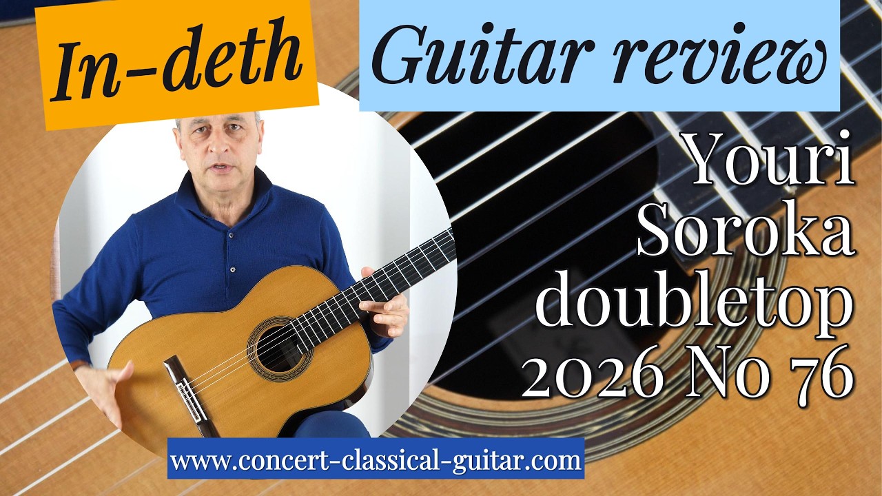 Youri Soroka doubletop 2026 No 76 France www.concert-classical-guitar.com 

Youri Soroka is undoubtedly one of the most talented luthiers of his generation, crafting magnificent traditional and double-top guitars. This No. 76 is undoubtedly one of the finest double-top guitars made in France, offering a powerful and ultra-responsive sound with a wide dynamic range, a beautiful balance between bass and treble, and long sustain and harmonics. In terms of craftsmanship, this is an ultra-lightweight guitar with a very thin finish. In terms of roundness and richness of tone: flawless.

The finest concert guitars are available at :
www.guitare-classique-concert.fr
www.concert-classical-guitar.com
www.klassische-meistergitarren.de

For any additional information: contact andre@guitare-classique-concert.fr