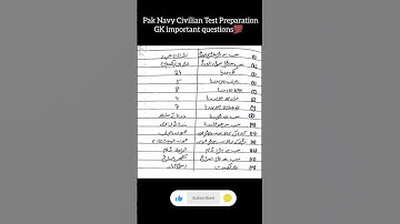 Pak Navy Civilian Test Preparation 2025 | important GK Questions #pak #shorts