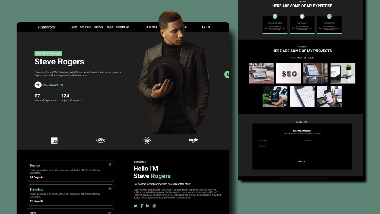 Responsive Personal Portfolio website using HTML CSS and JavaScript ...