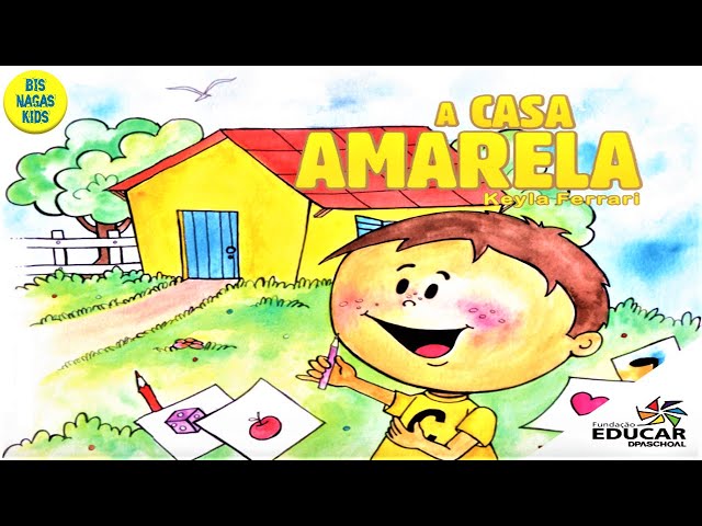 Uma Casa Amarela De Desenho Animado Com Um Telhado Rosa