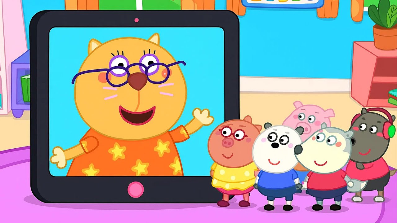 Teacher Locked In Tablet🤣Funny Online Teaching🌈| Wolfoo and Friends!