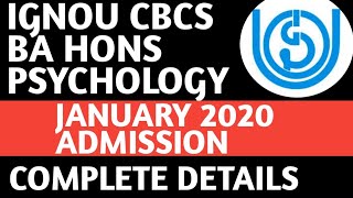 IGNOU BA HONS PSYCHOLOGY HONS ADMISSION JANUARY 2020|IGNOU BA HONA PSYCHOLOGY ADMISSION 2020