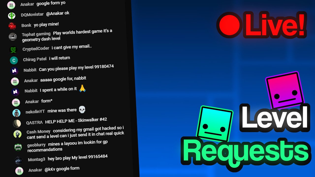 🔴LEVEL REQUESTS ON GEOMETRY DASH! (Sending to mods!) - YouTube