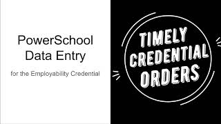 Employability Credential Data Entry Training