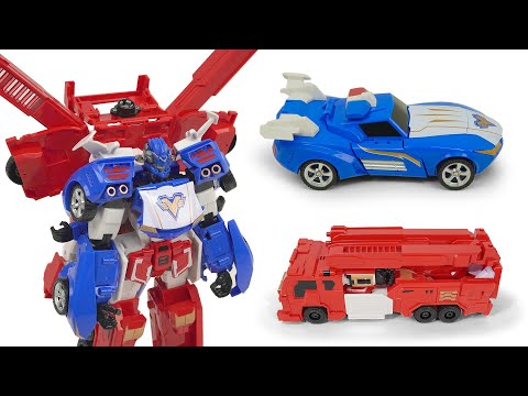 Glory Alliance <strong>Grand</strong> Prix Red FireTruck Blue Police <strong>Car</strong> 2IN1 Combo Transformation