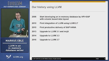 2017 EuroLLVM Developers’ Meeting: M. Eble “Using LLVM in a scalable, high-available, in-memory ...”