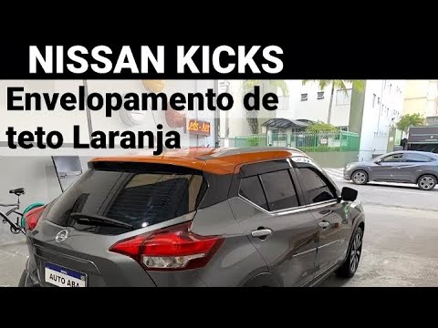 NISSAN KICKS Instalamos Envelopamento de teto Adesivo Laranja