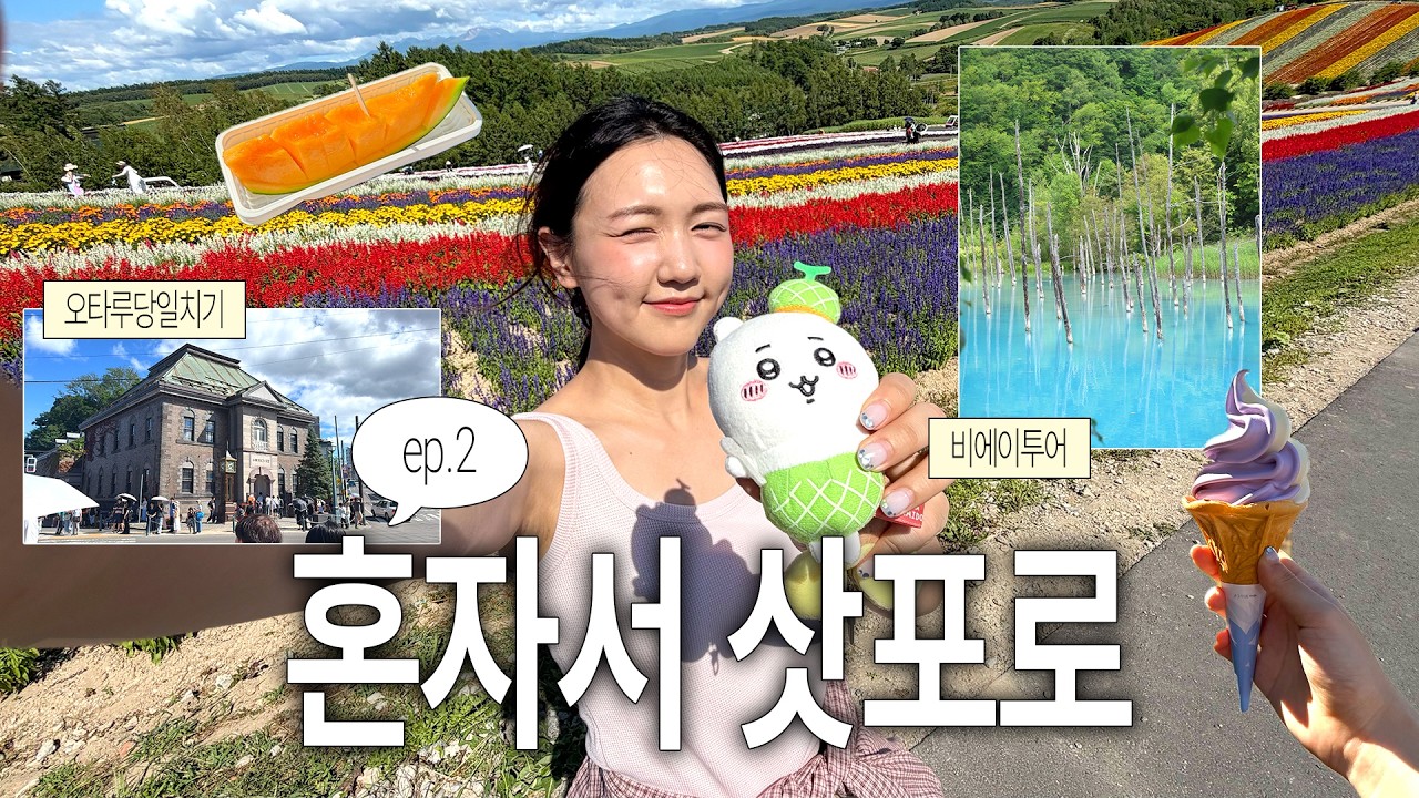 혼자서 삿포로 다녀왔습니다...🤍  🌽삿포로 vlog (ep.2)🌽 | 청의호수,사계채의 언덕,토미타팜,옥수수버터 라멘,오타루 당일치기까지..!