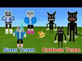 Sans Team (Rhex, H2V, NinjaSlime) vs. Cartoon Cat Team (JPGYT, Rhex, GamersKot) in Minecraft PE