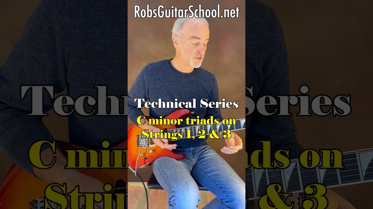 Learn C minor triad shapes on strings 1, 2 and 3. Check us out at RobsGuitarSchool.net/learn #guitar